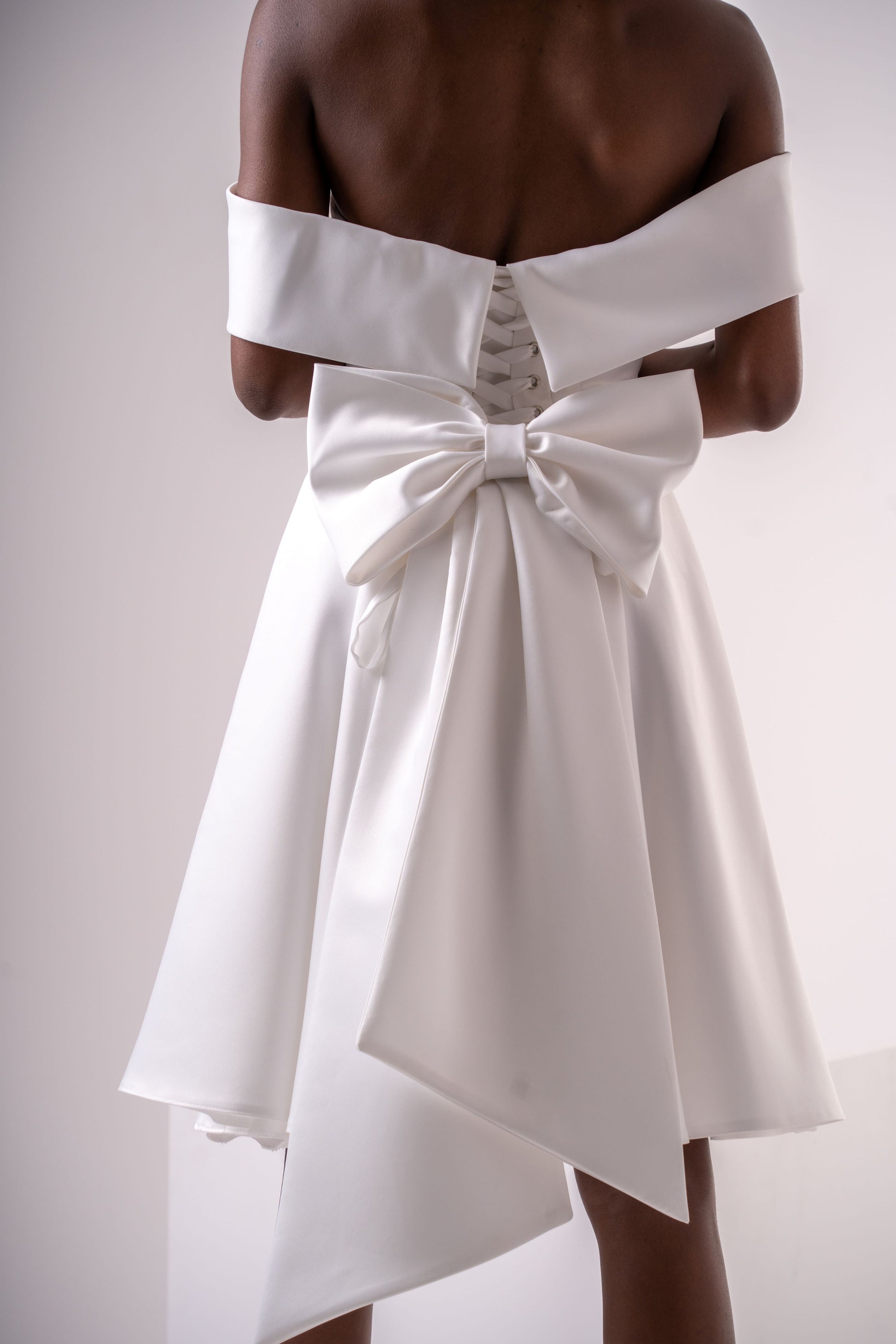 wedding dress minimalist with bow
