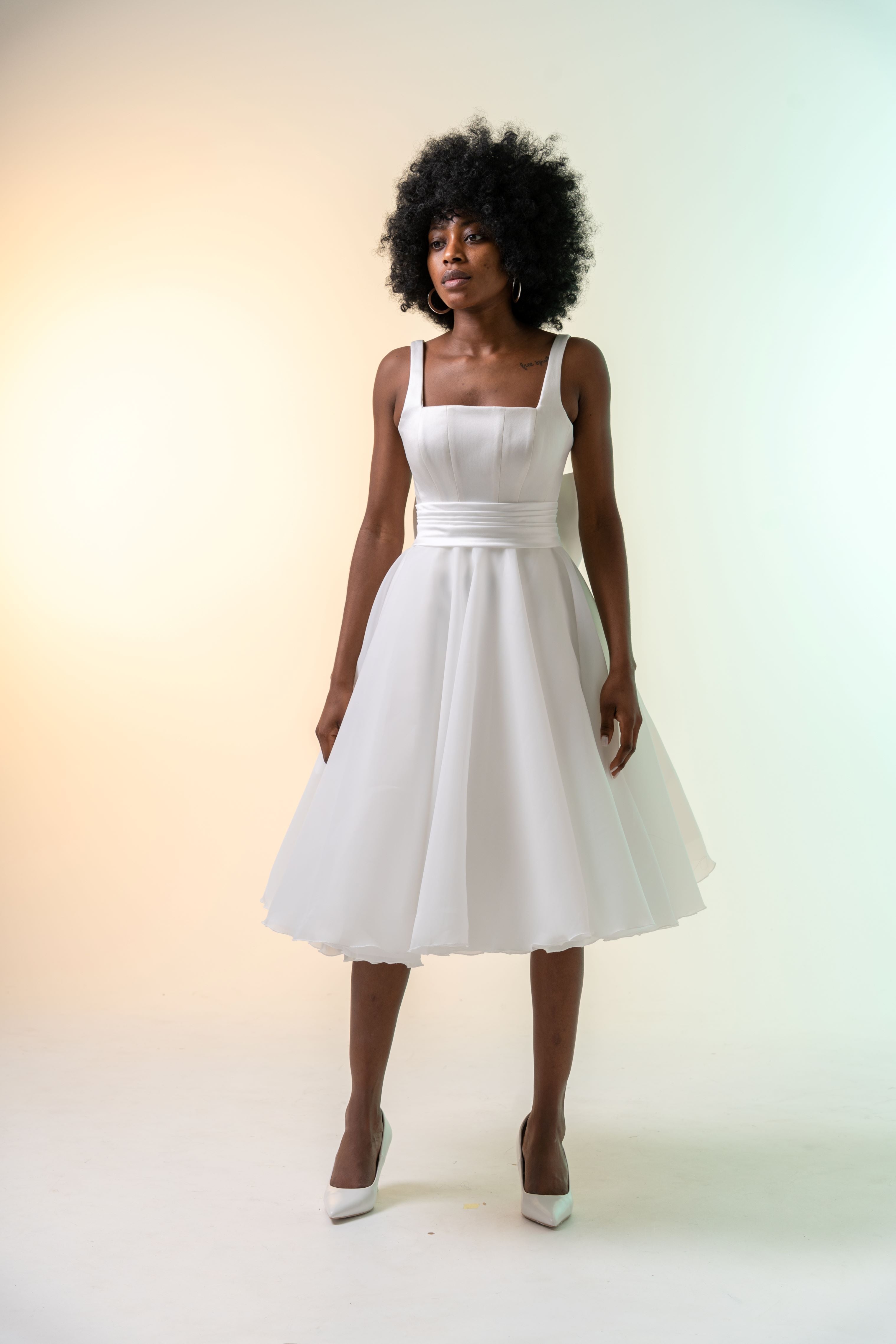 Short organza wedding store dress